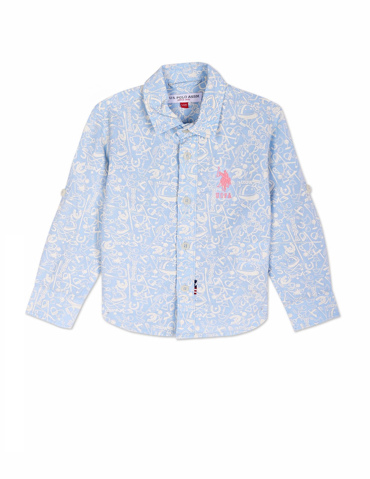 U.S. Polo Assn. Kids Boys Abstract Print Dobby Shirt