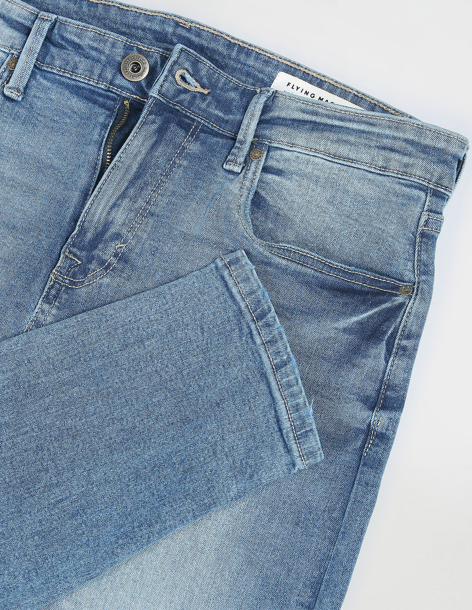 Flying Machine Slash Slim Tapered Fit Lightly Distressed Authentic Signature Jeans