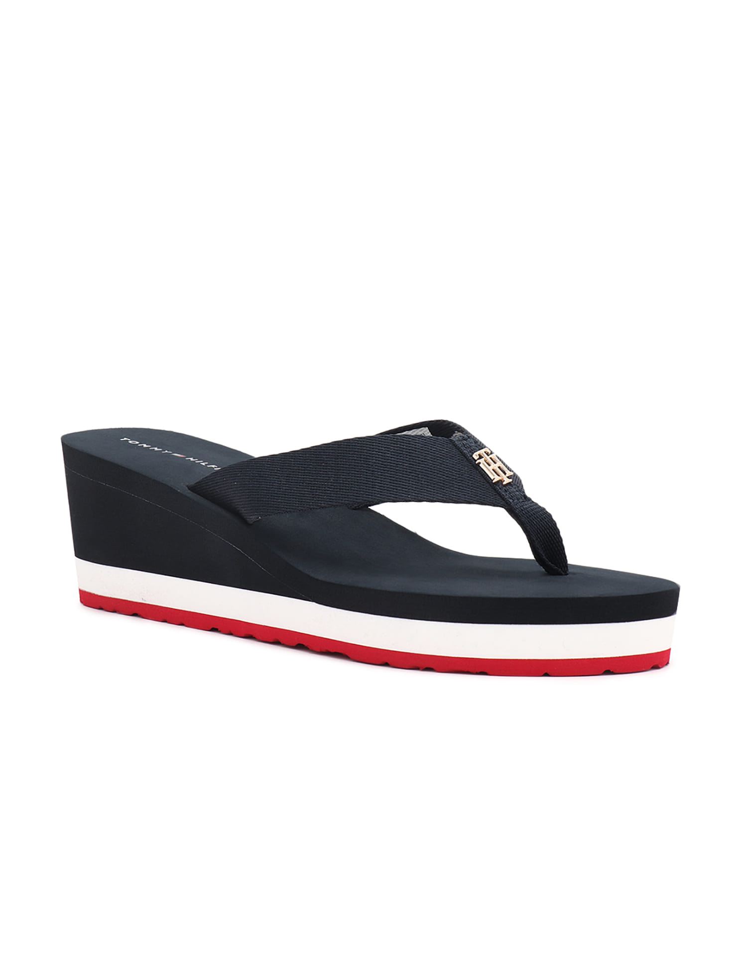 Buy Tommy Hilfiger Comfort V-strap High Wedge Slippers