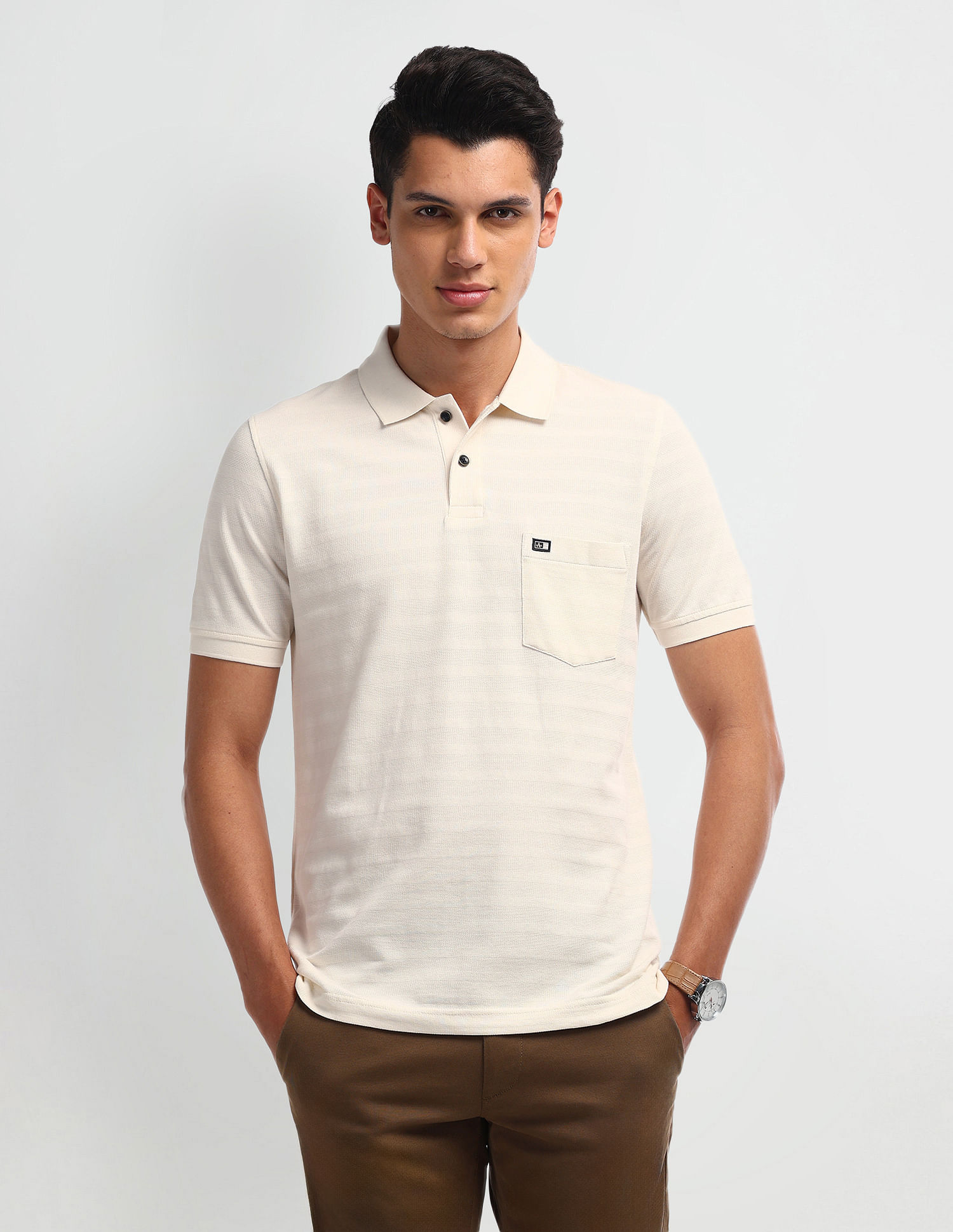 Arrow Sport Horizontal Stripe Cotton Polo Shirt