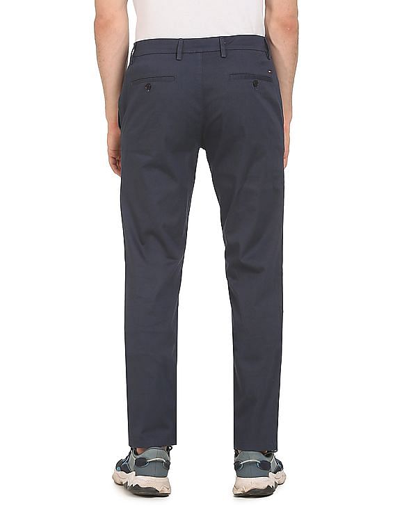 Tommy Hilfiger Men Navy Mid Rise Solid Casual Trousers