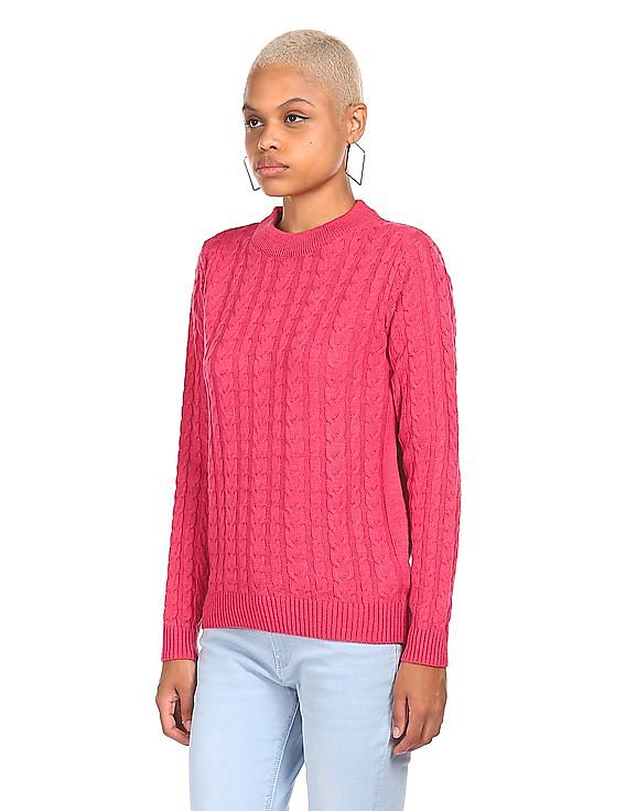 Lauren Ralph Lauren Womens New $100 Cable Knit Pullover Sweater XL X-Large  Pink