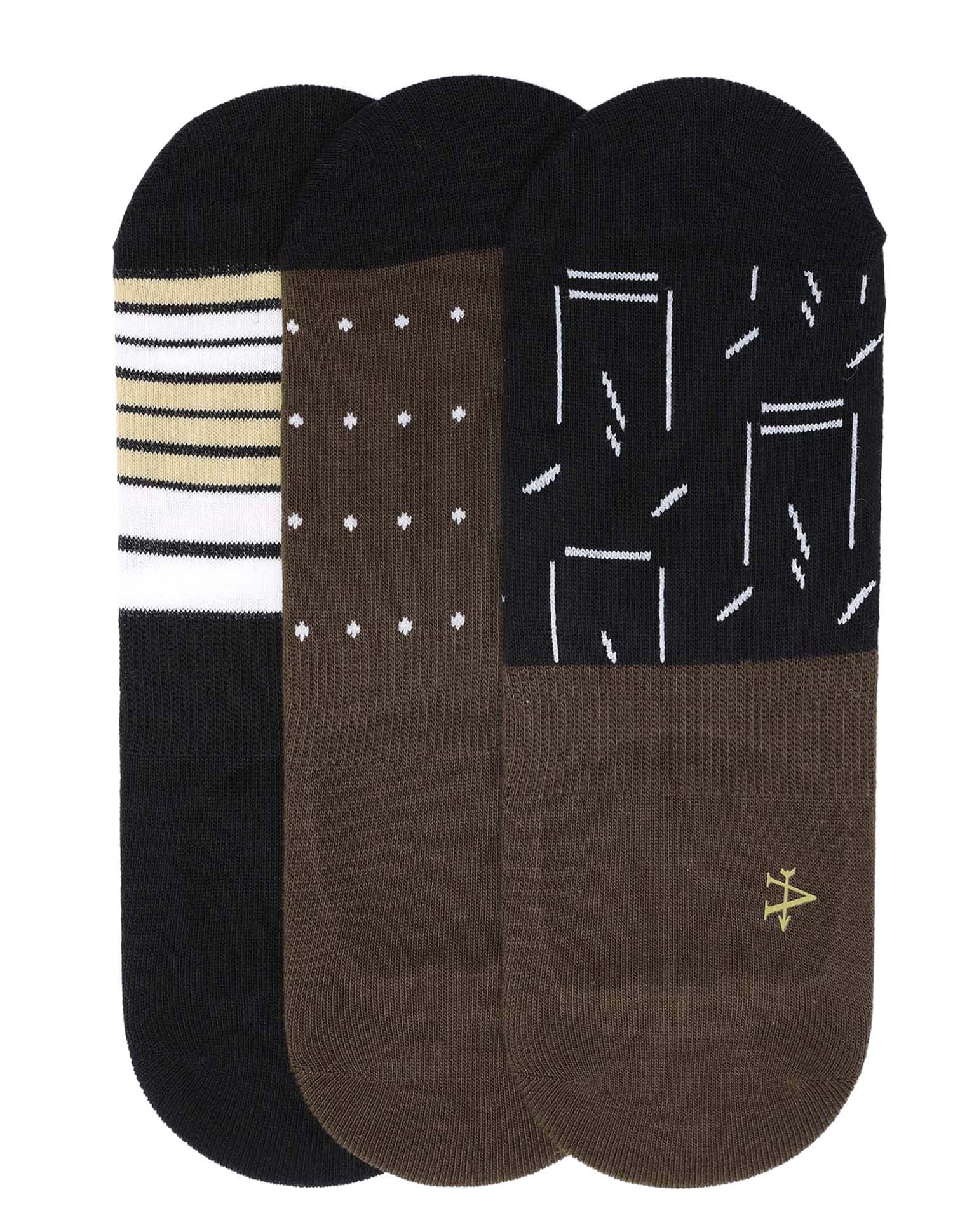 Arrow Mens Printed No Show Cotton Socks - Pack Of 3