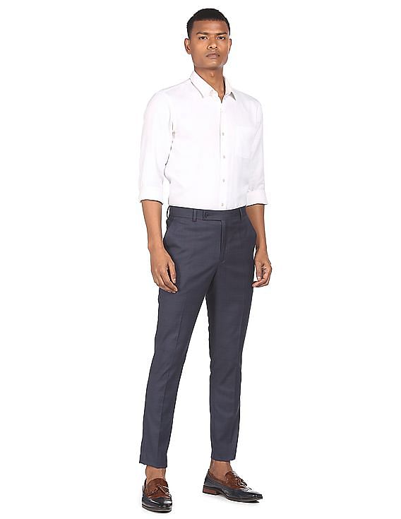 Peter England Casual Trousers  Buy Peter England Men Black Solid Smart Fit  Casual Trousers Online  Nykaa Fashion