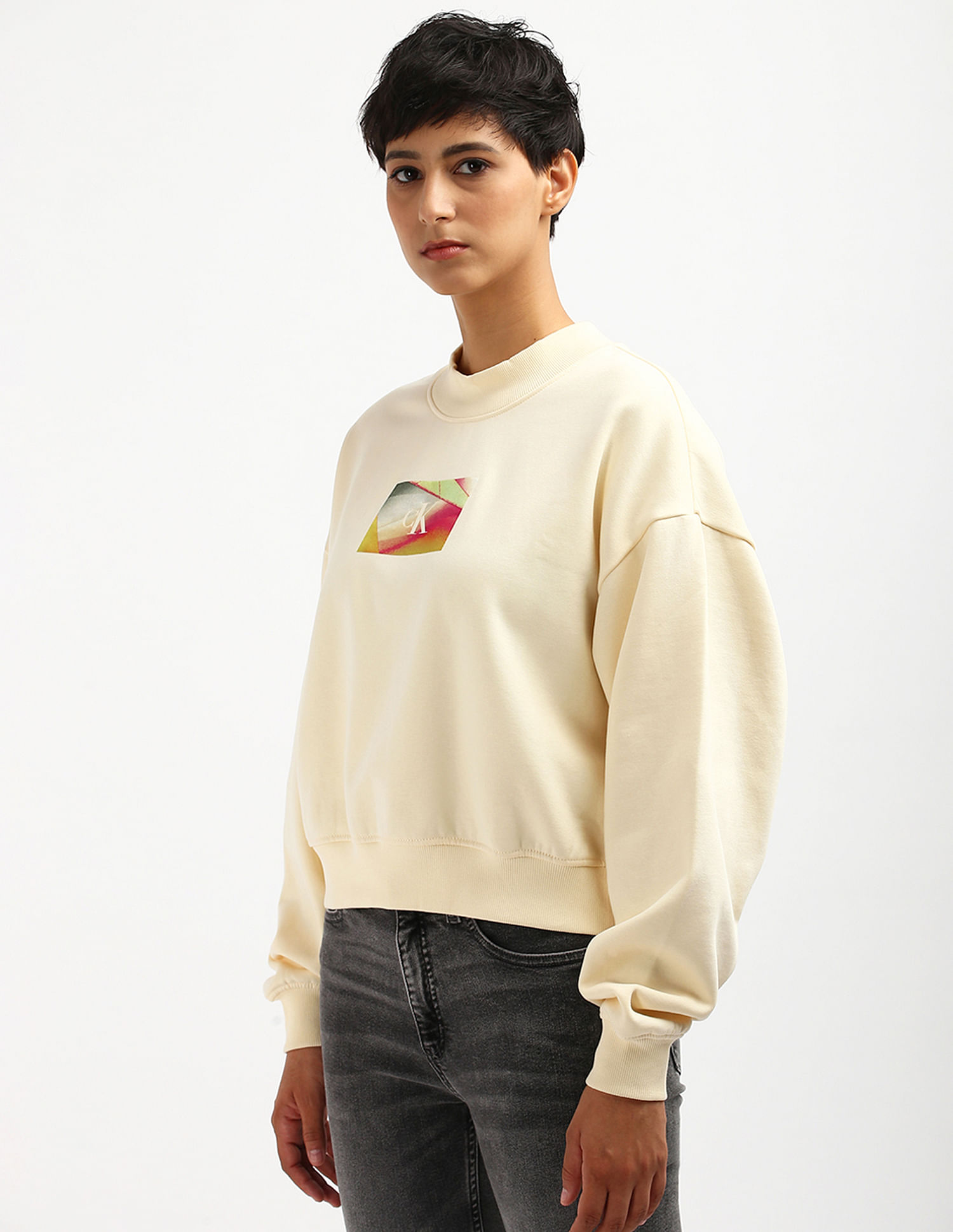 Calvin Klein Illuminated Box Logo Crew Neck Sweatshirt