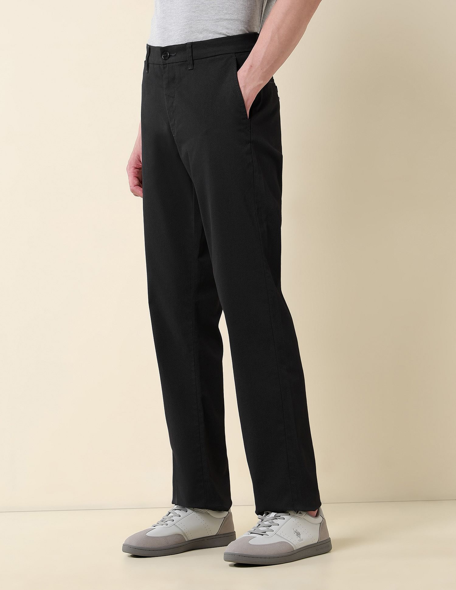 U.S. Polo Assn. Textured Riley Straight Fit Twill Trousers