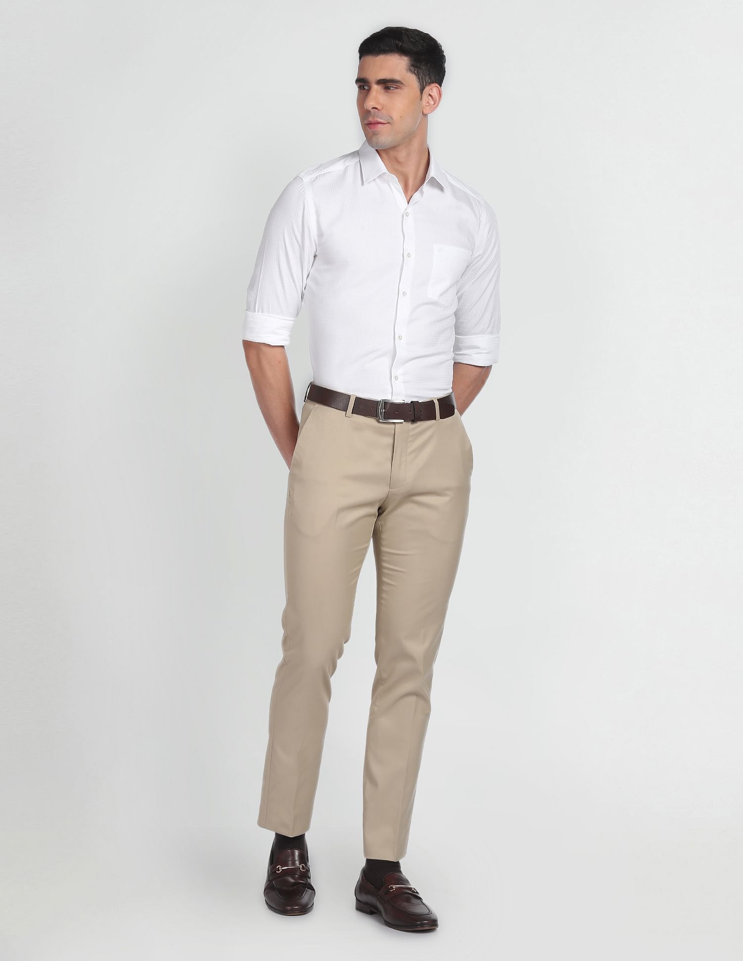 Arrow Self Design Manhattan Slim Fit Shirt