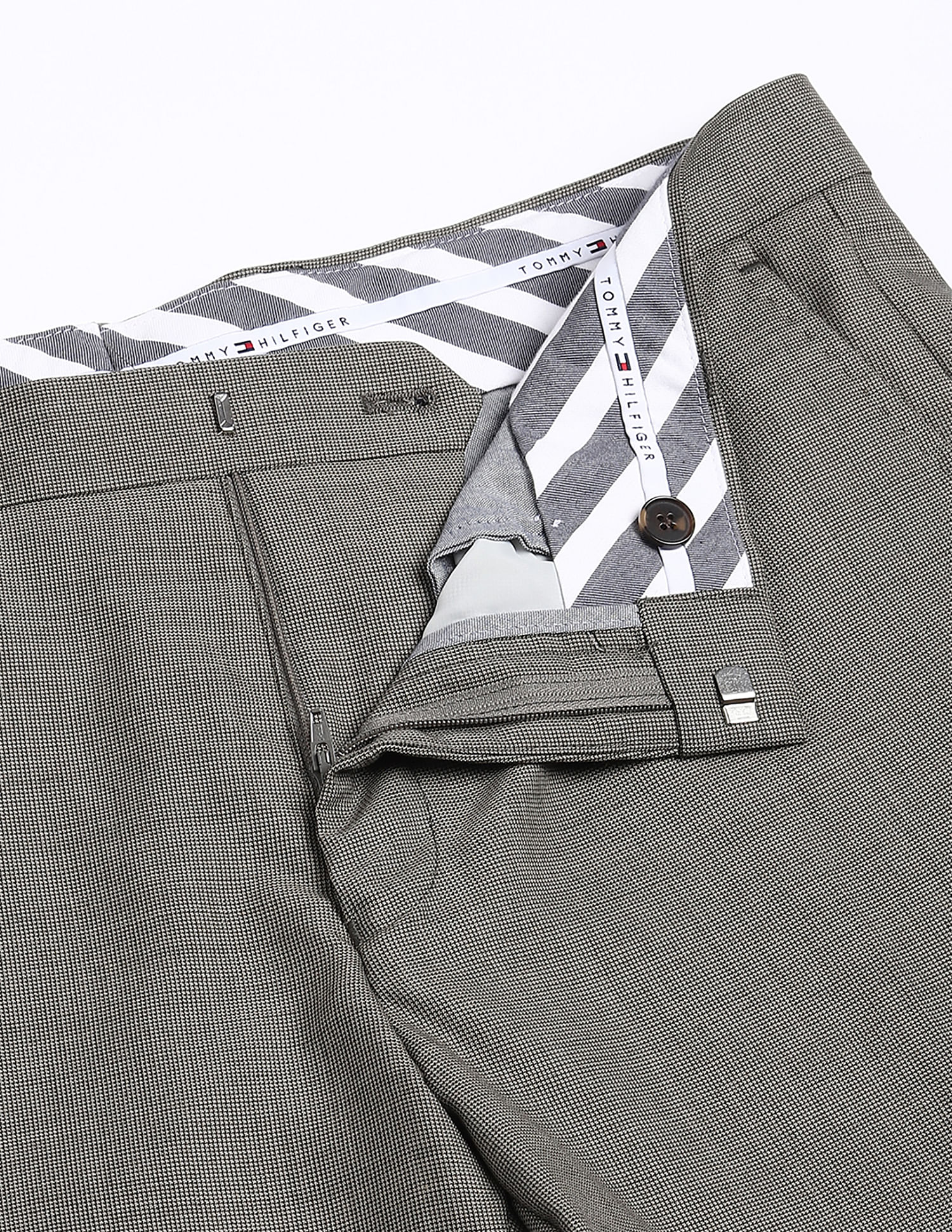 Tommy Hilfiger Regular-Fit Self-Design Mid-Rise Trouser