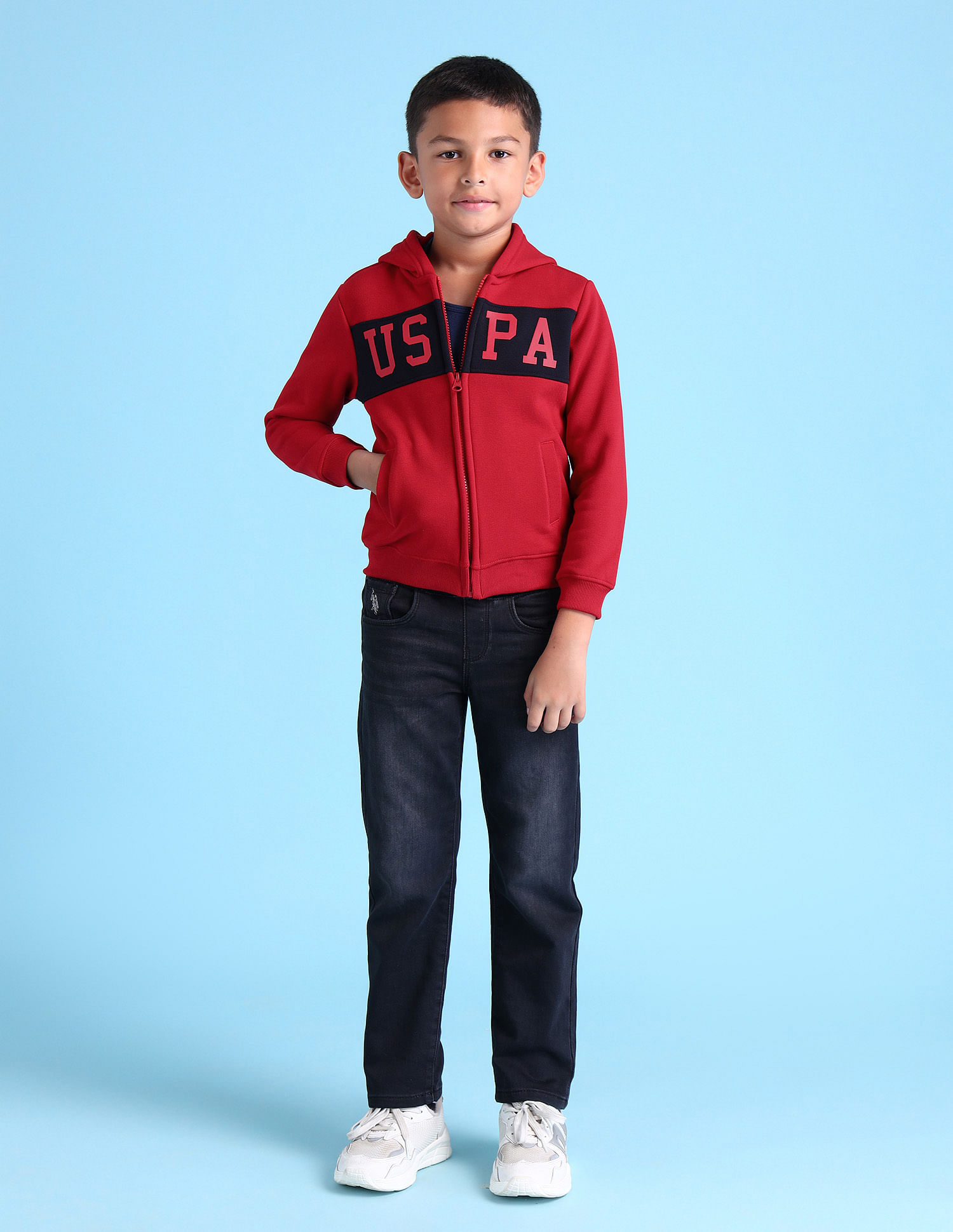 U.S. Polo Assn. Kids Boys Brand Printed Hooded Sweatshirt
