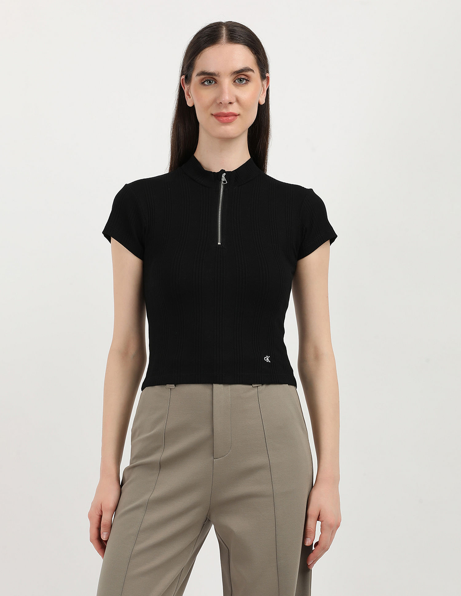 Calvin Klein Jeans Variegated Rib Half Zip Top