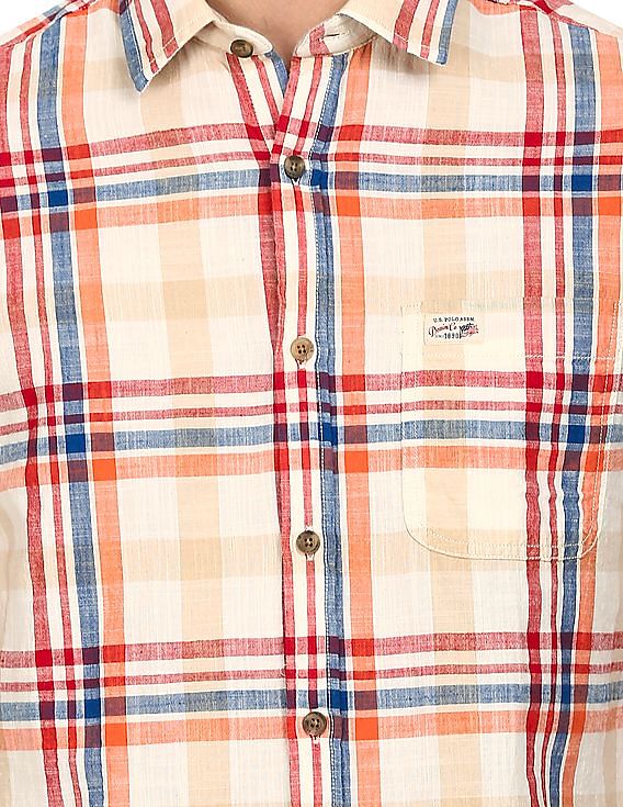 U.S. Polo Assn. Denim Co. Spread Collar Check Casual Shirt