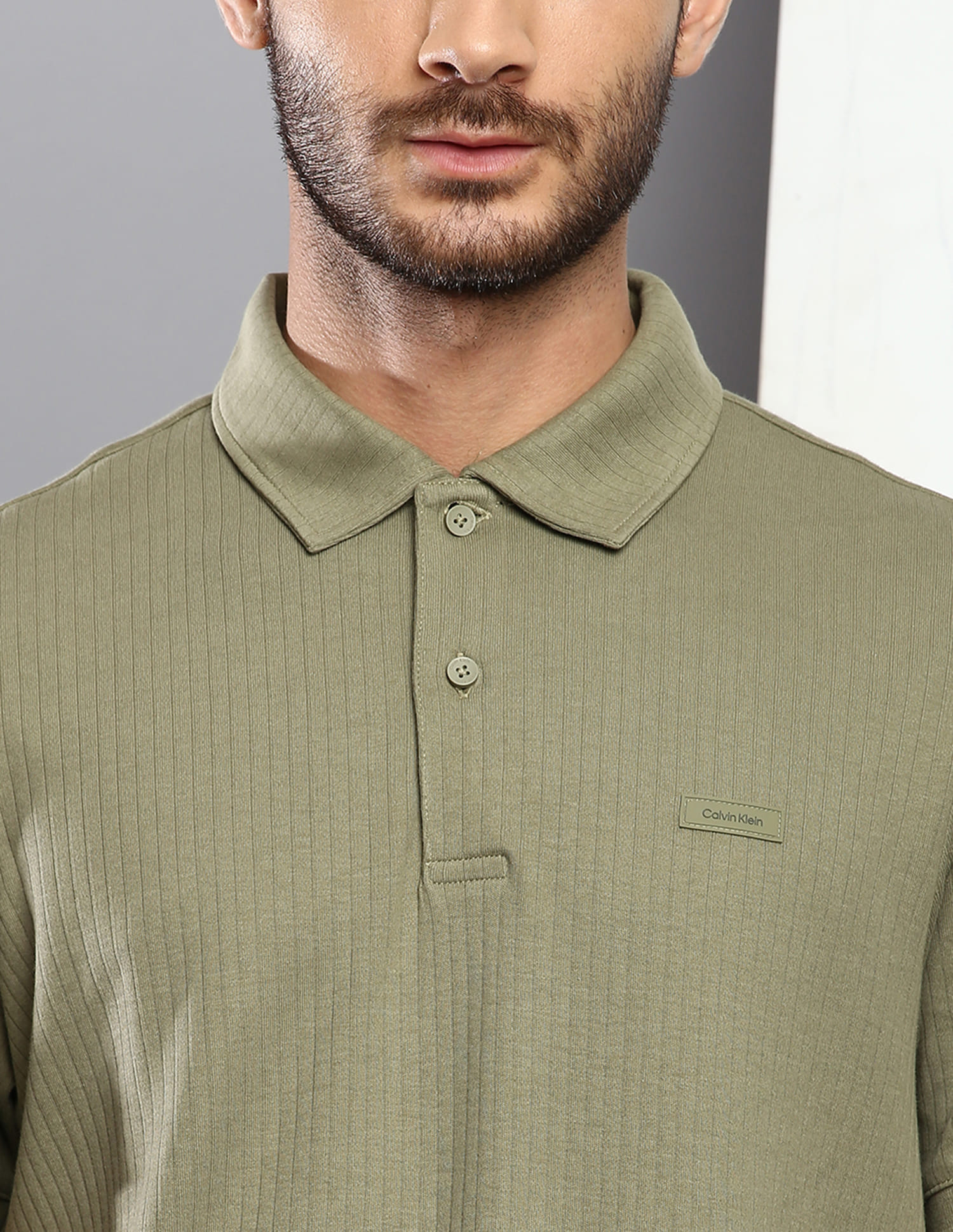 Buy Calvin Klein Ribbed Logo Sleeve Hem Polo Shirt - NNNOW.com