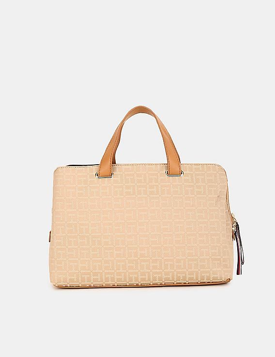 Brown Monogram-jacquard tote bag, Miu Miu