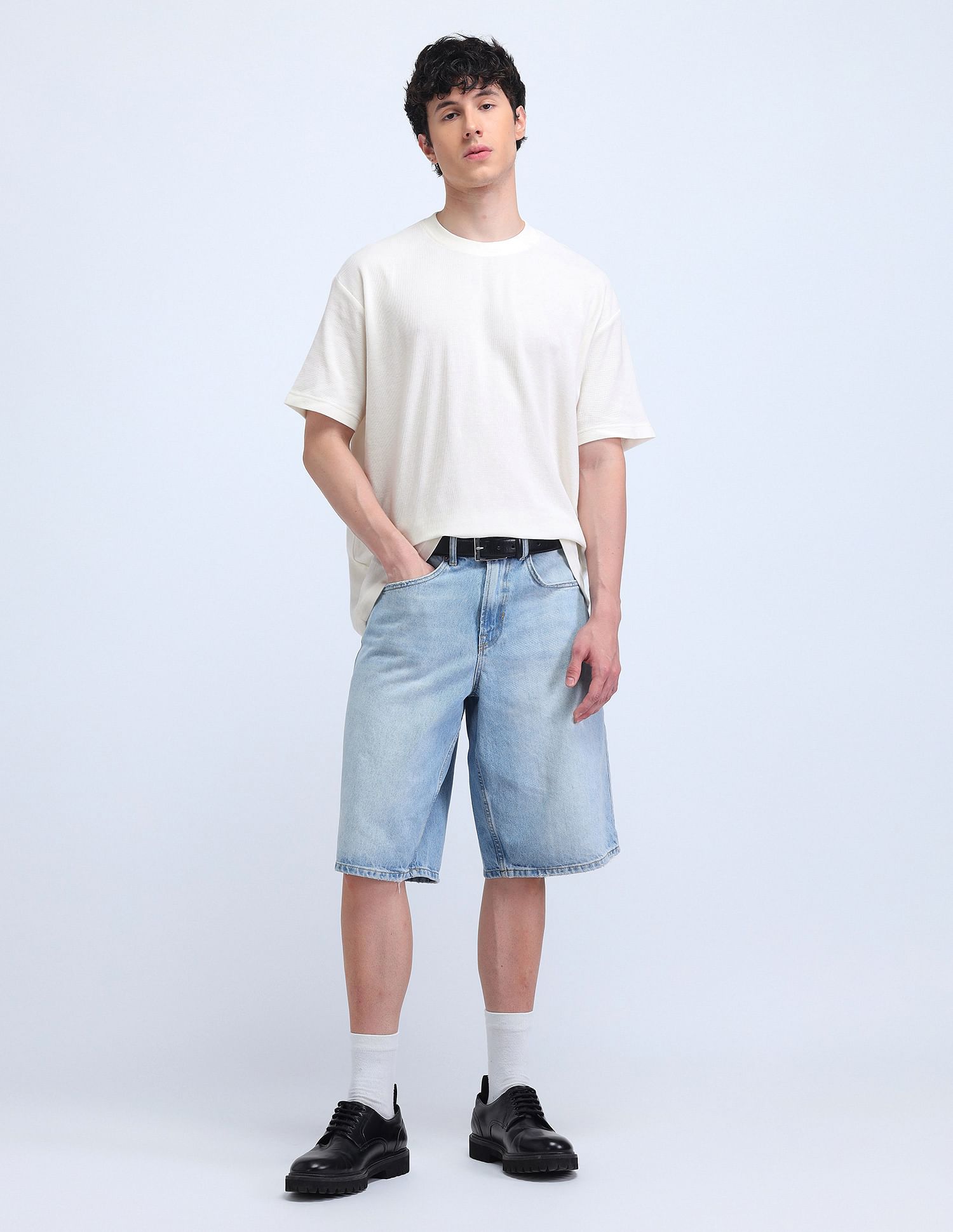 Flying Machine Textured Printed Cotton T-Shirt