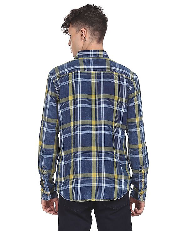 U.S. Polo Assn. Denim Co. Spread Collar Checked Casual Shirt