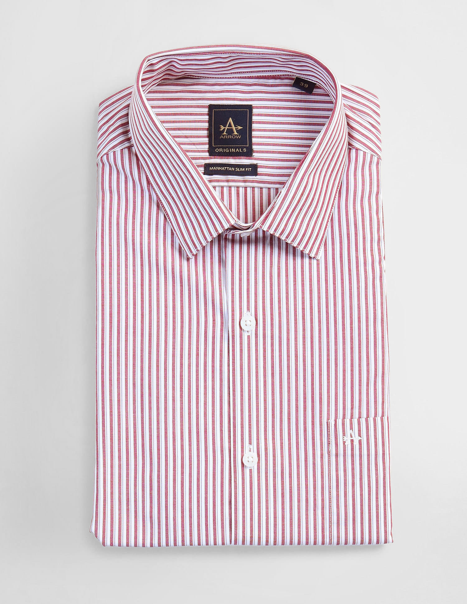 Buy Arrow Vertical Stripe Manhattan Slim Fit Shirt - NNNOW.com