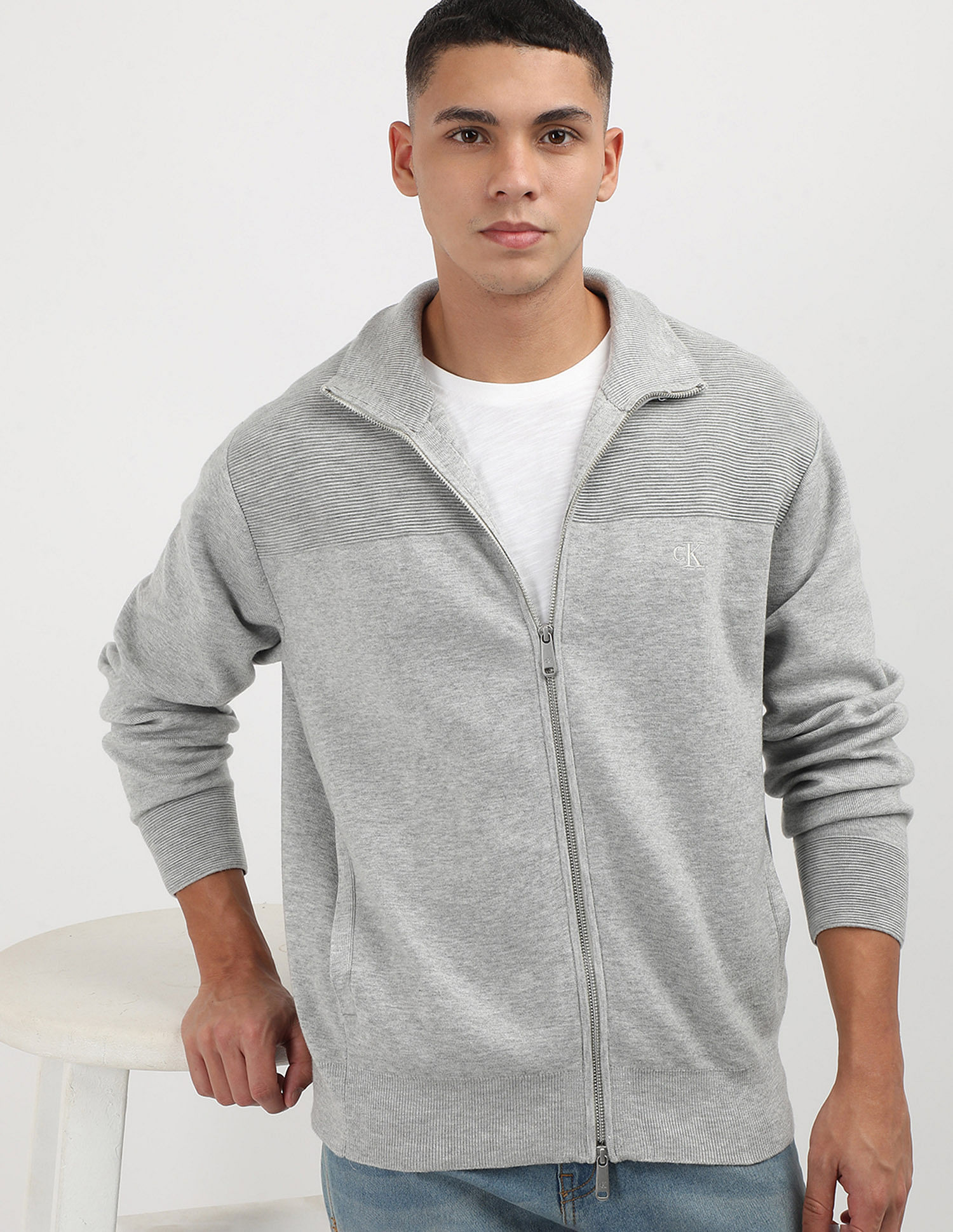 Calvin Klein Jeans Zip Up Regular Fit Sweater