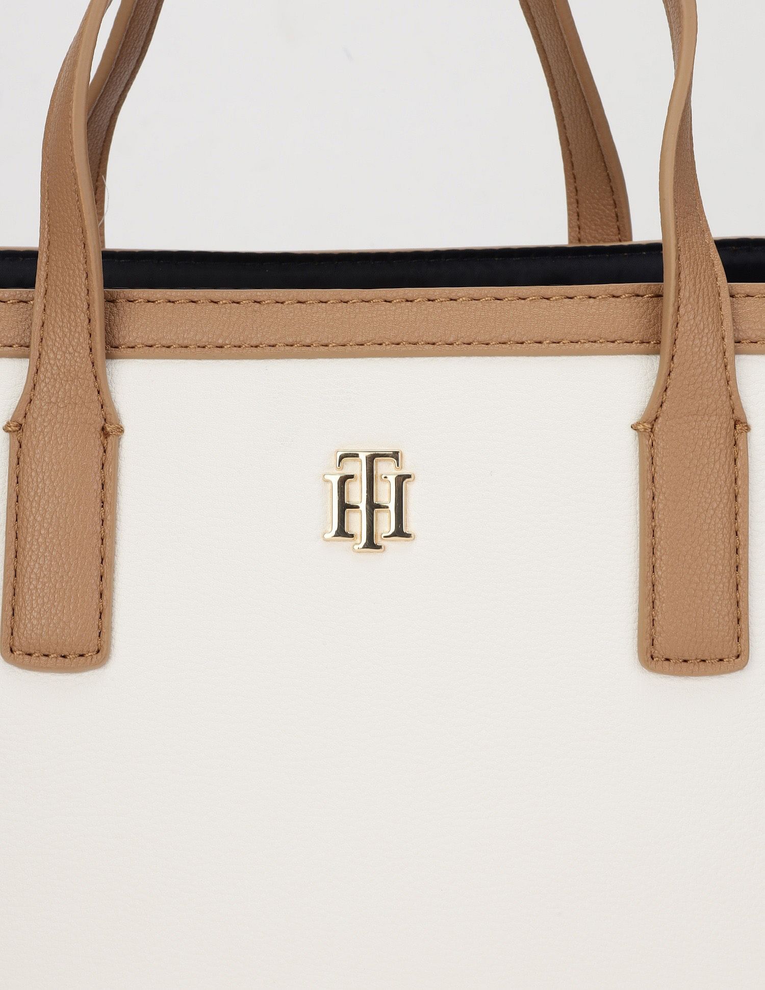Tommy Hilfiger Solid Brown Cotton Handbags