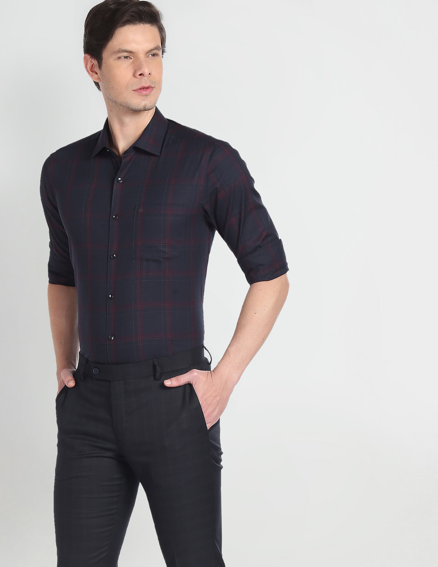 Arrow Cutaway Collar Tartan Check Shirt