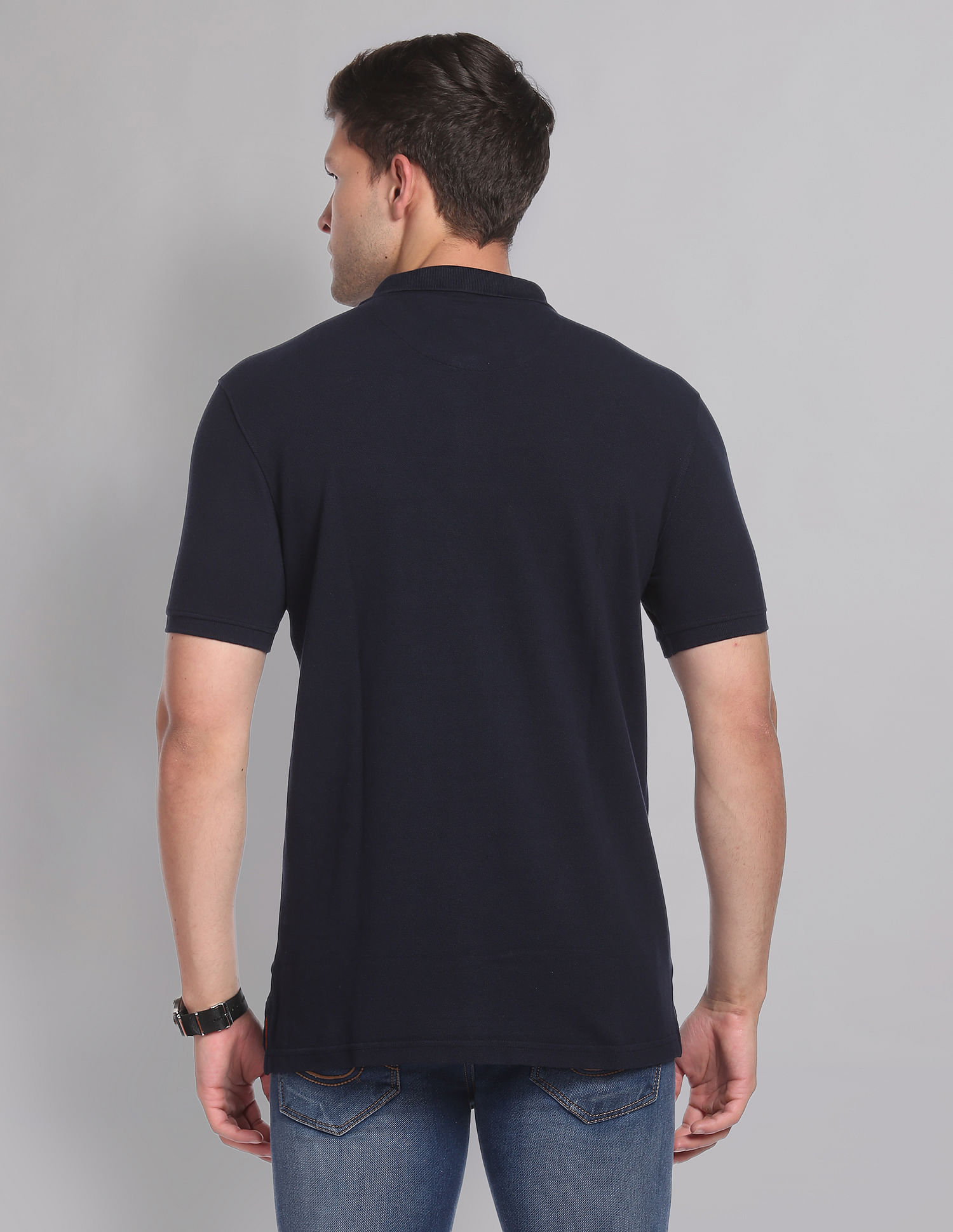 AD by Arvind Solid Polo Shirt