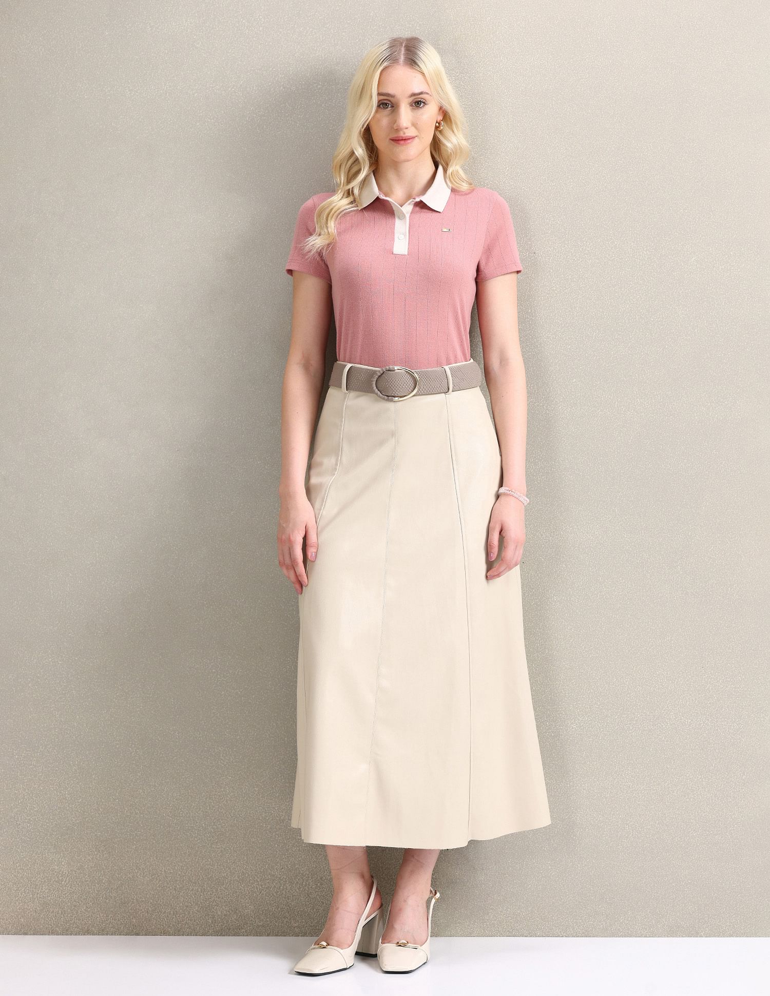 U.S. Polo Assn. Women Contrast Collar Textured Polo Shirt