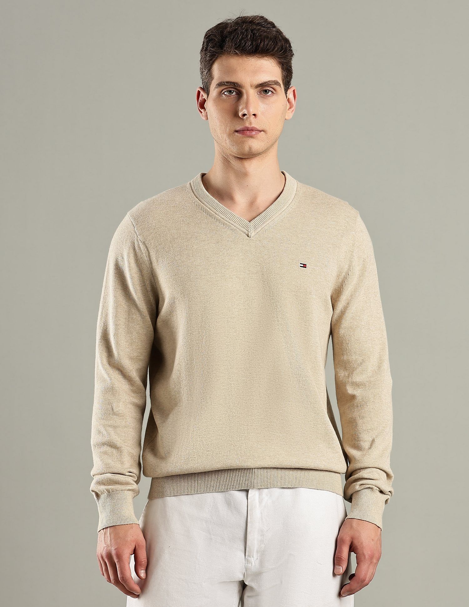 Tommy Hilfiger Solid Regular-Fit Cotton Sweater