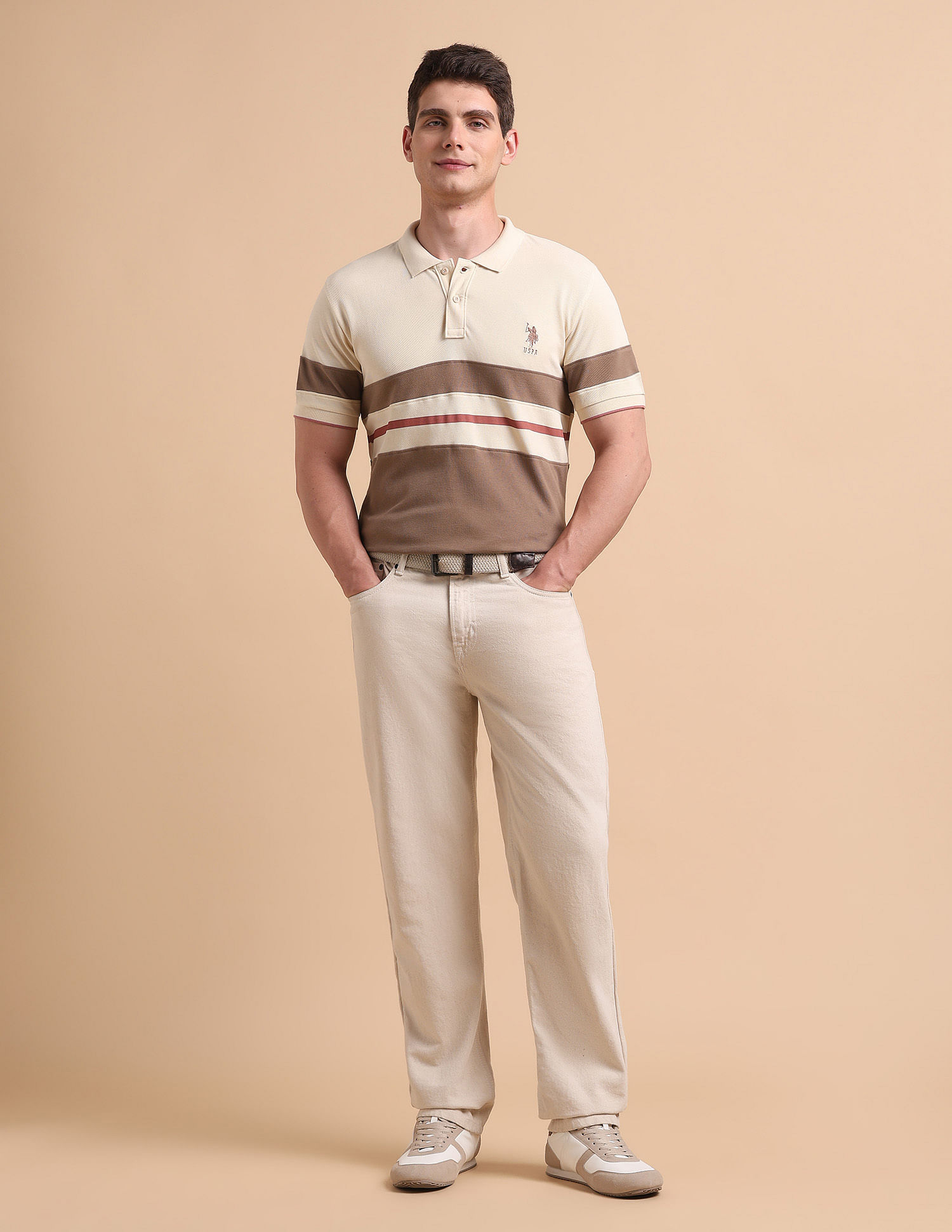 U.S. Polo Assn. Horizontal Striped Pure Cotton Polo Shirt