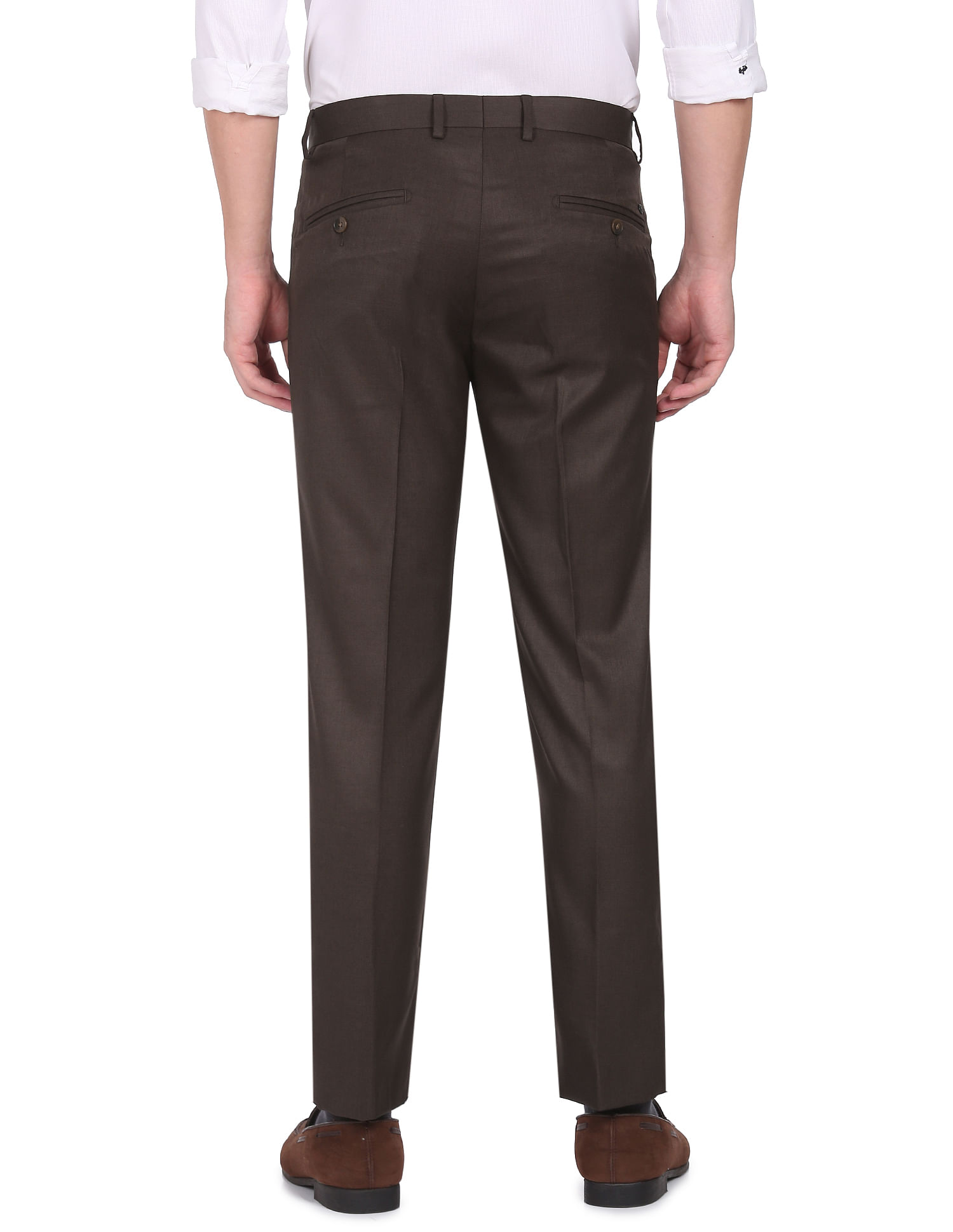 Buy Arrow Hudson Tailored Fit Solid Trousers - NNNOW.com