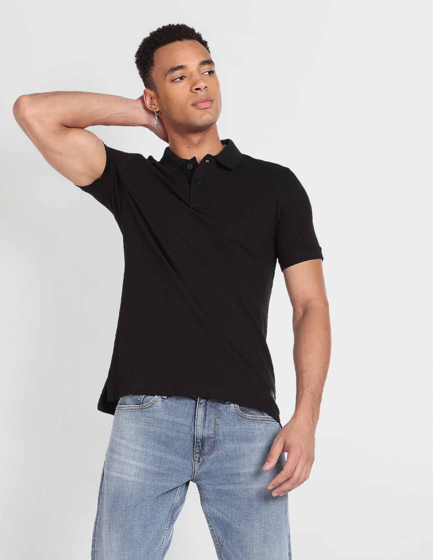 Flying Machine Short Sleeve Solid Polo Shirt