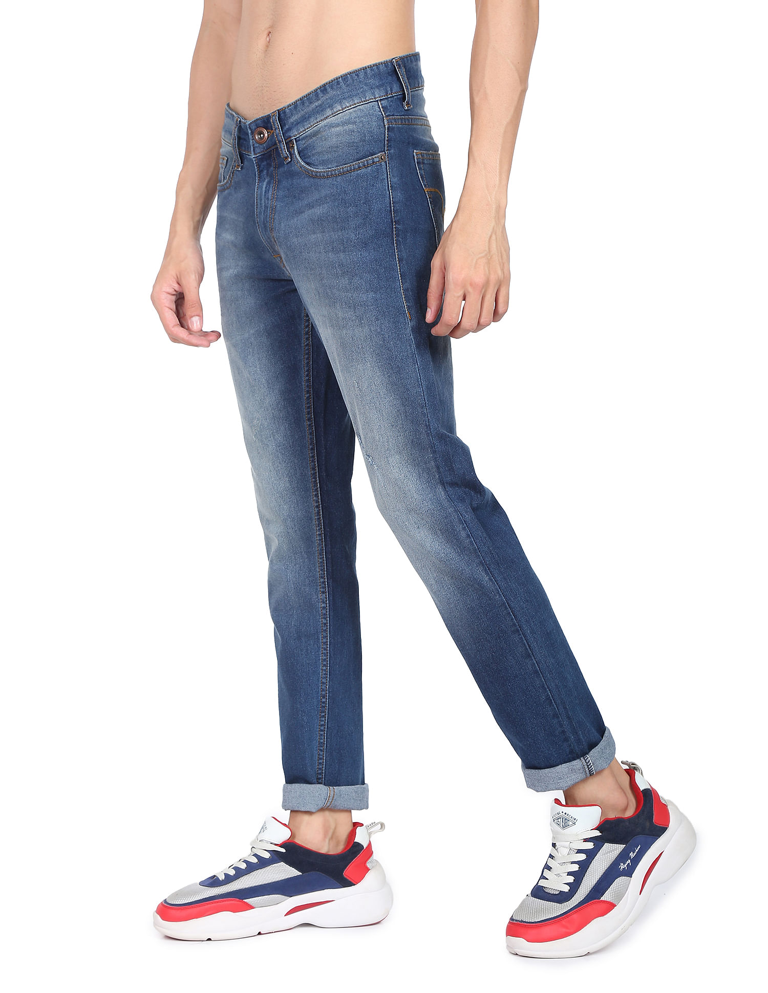 Flying Machine Tapered Leg Lightly Distressed Jeans