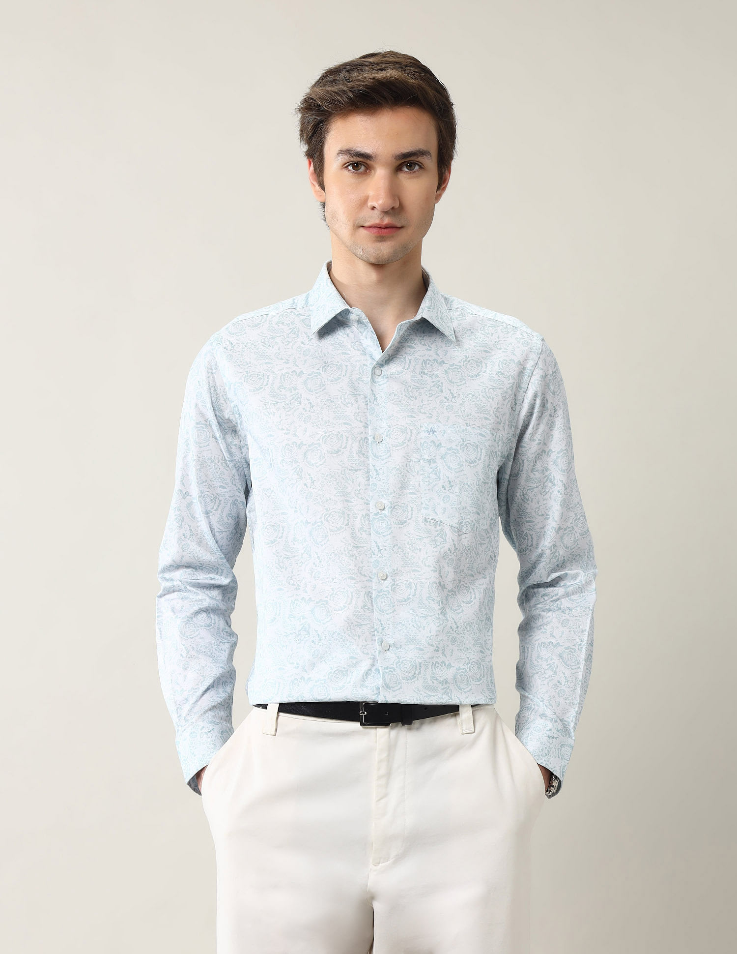 Arrow Floral Printed Liberty Classic Fit Ceremonial Shirt
