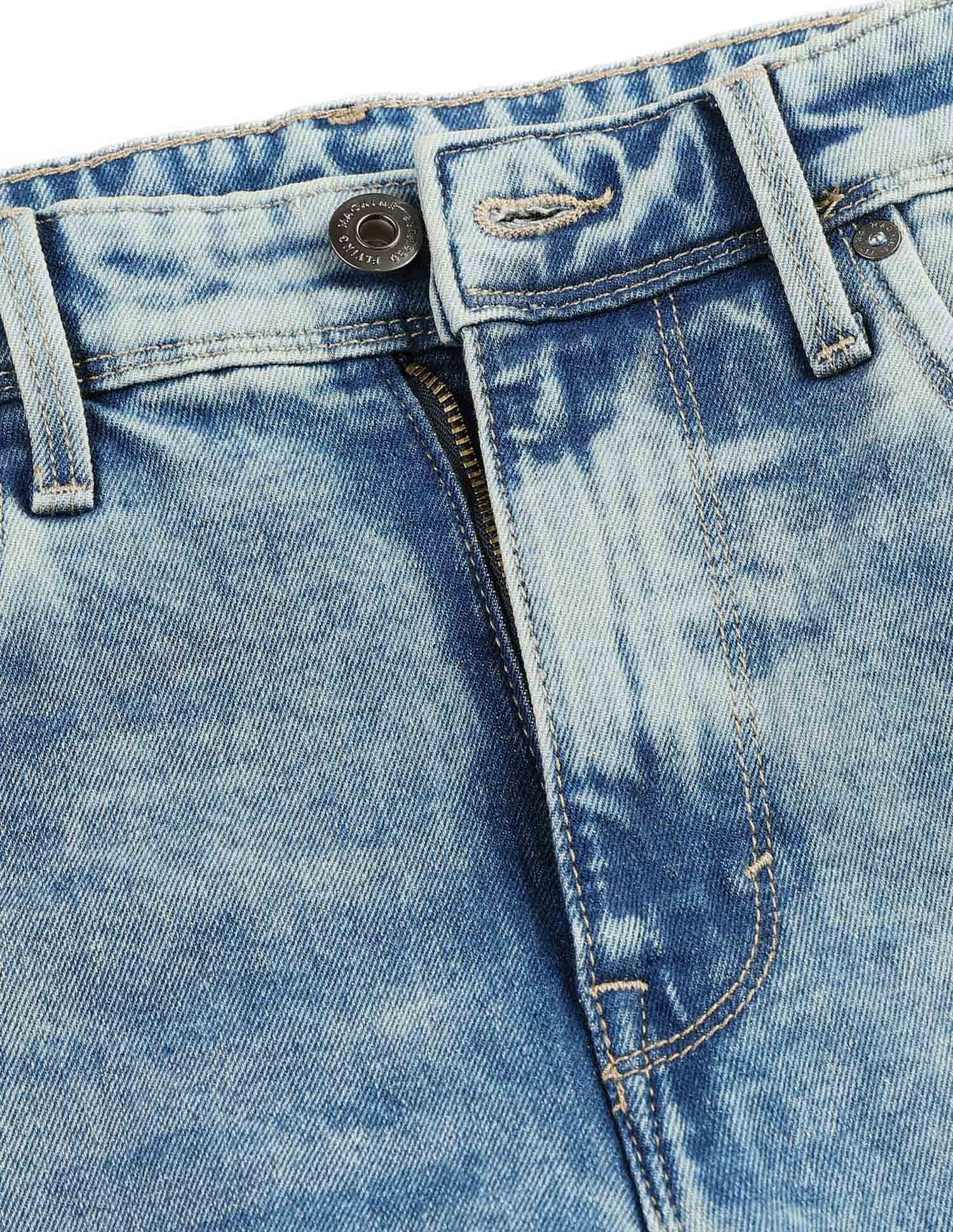 Flying Machine Slash Slim Tapered Fit Acid Washed Jeans