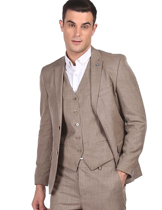 Buy Arrow Men Brown Body Tailored Fit 