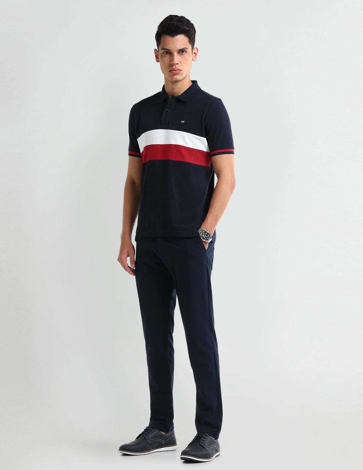 Arrow Sport Horizontal Striped Regular Fit Polo Shirt