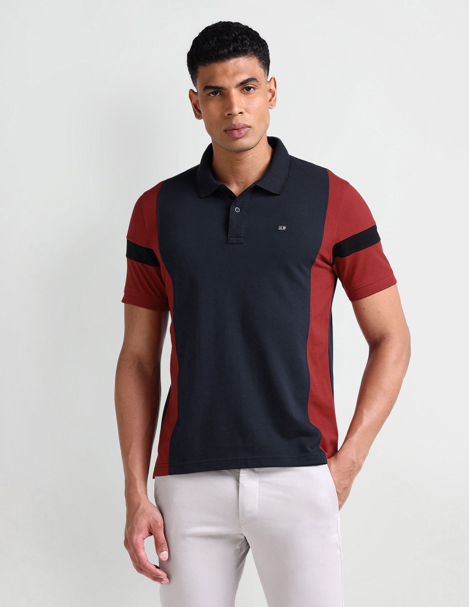 Arrow Sport Short Sleeve Color Block Polo Shirt