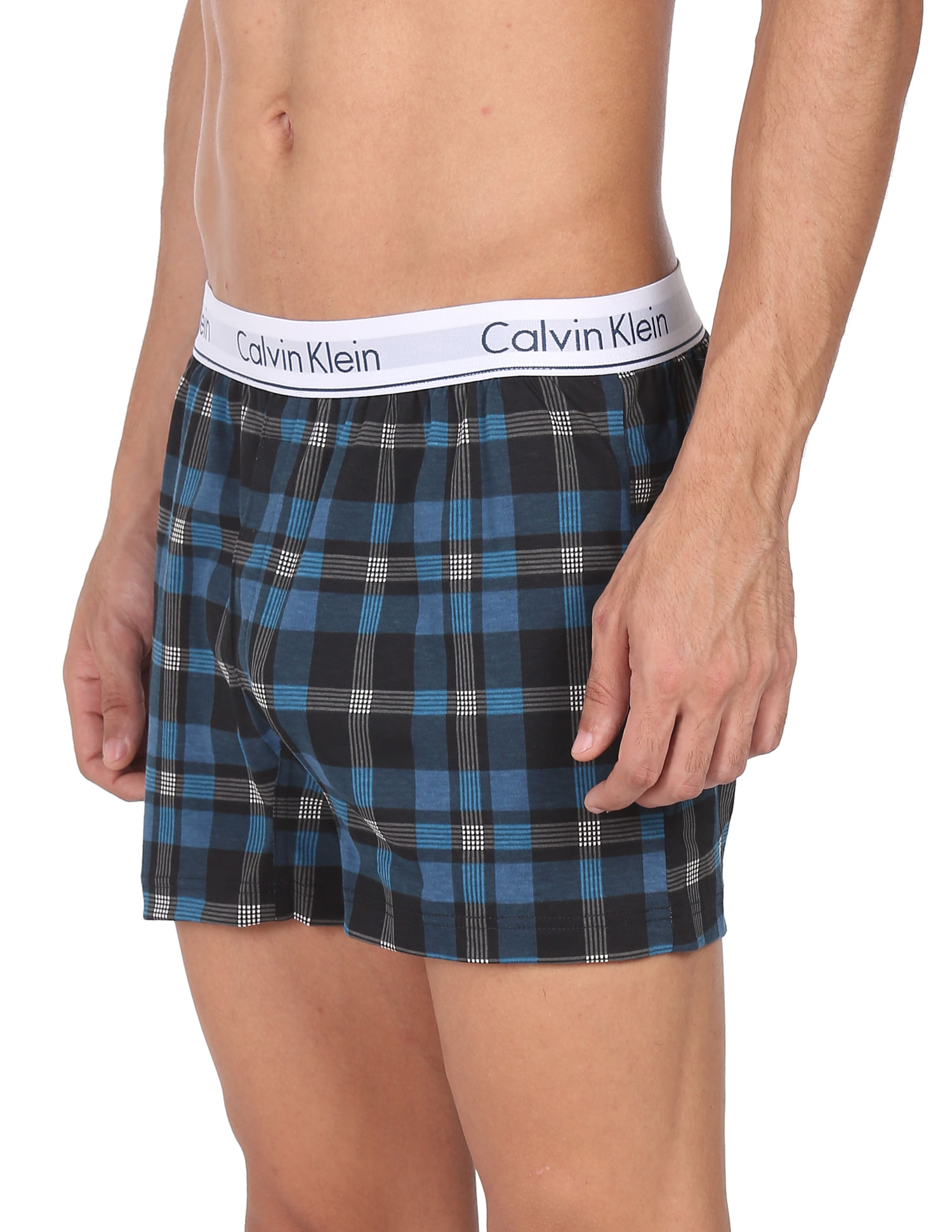 Buy Calvin Klein Underwear Men Black And Blue Plaid Check Slim Fit