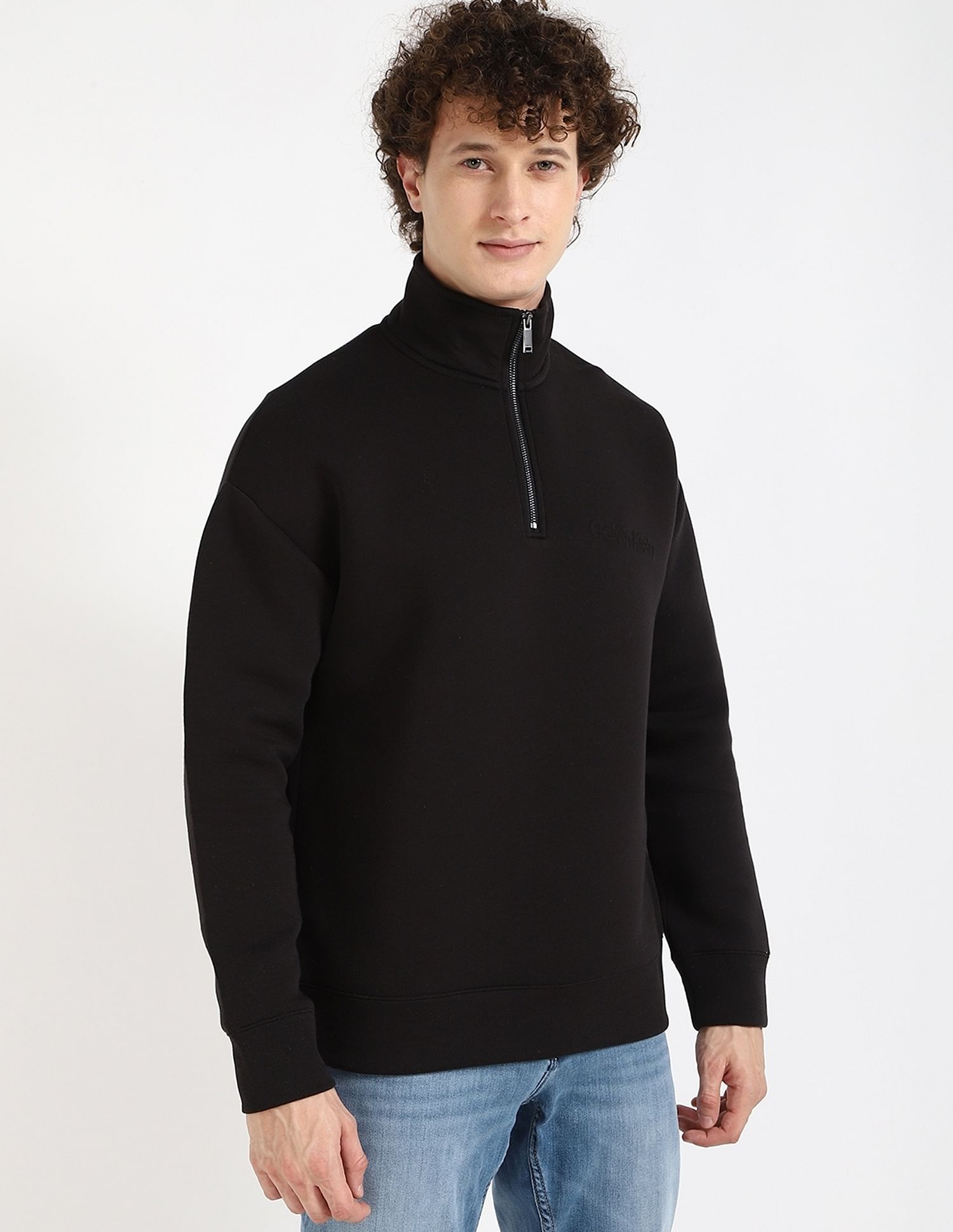 Calvin Klein Jeans Solid Relaxed-Fit Cotton Sweatshirt