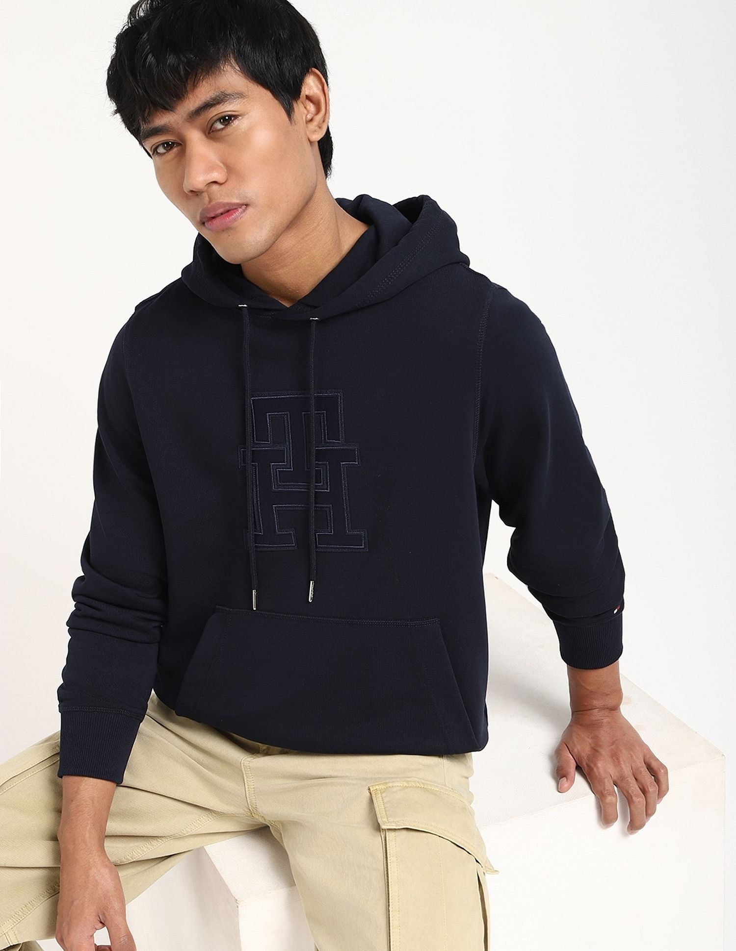 Tommy Hilfiger Embroidered Logo Regular-Fit Cotton Hooded Sweatshirt