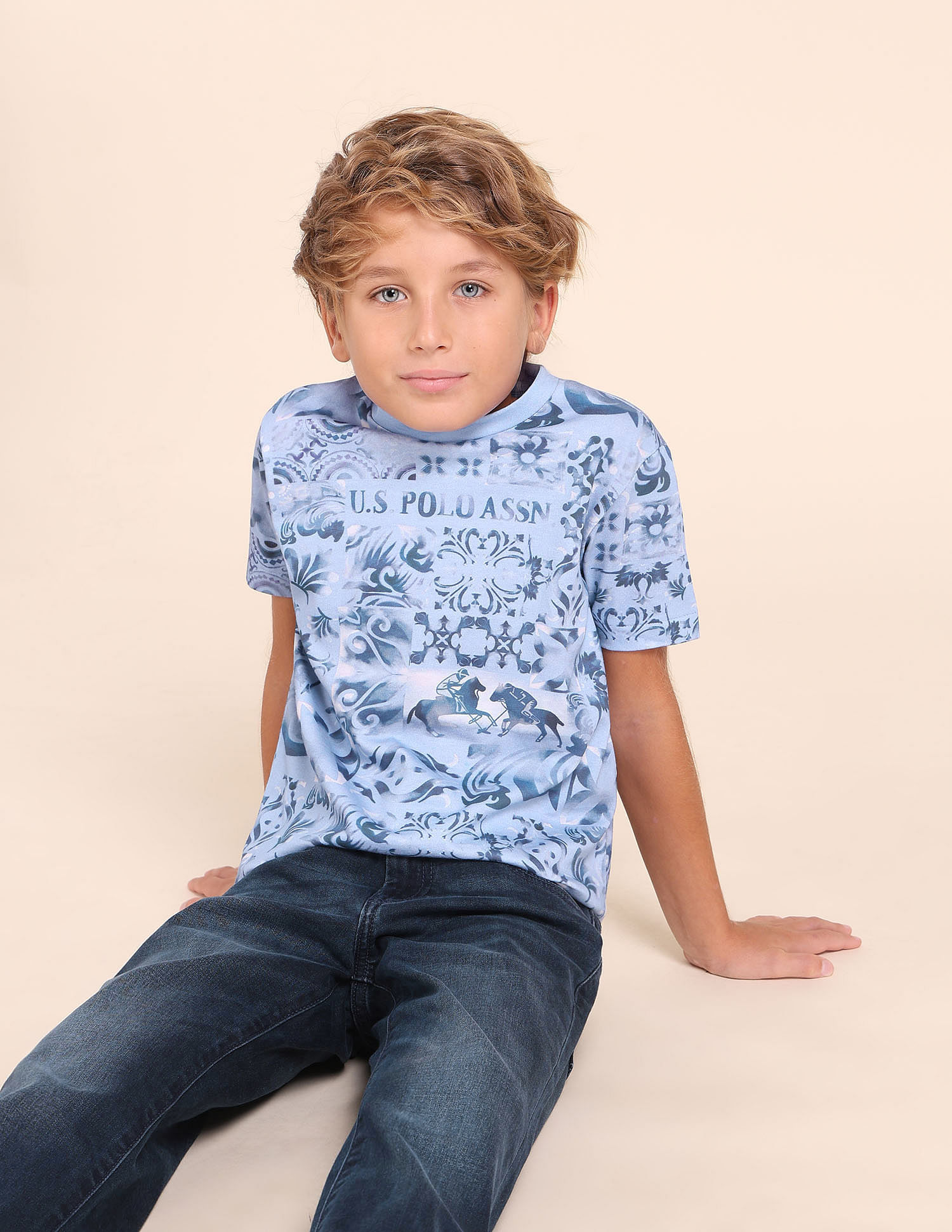U.S. Polo Assn. Kids Boys Regular Fit All-Over Printed T-Shirt