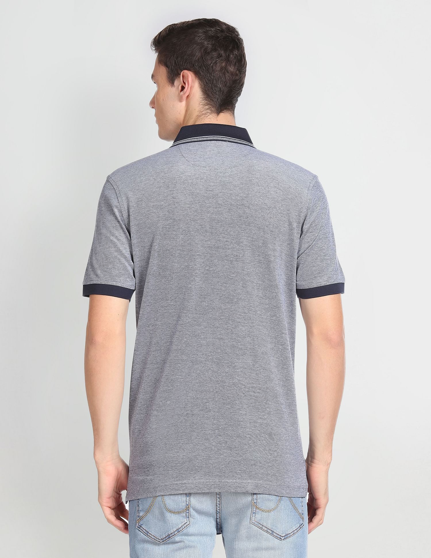 Arrow Sports Patterned Collar Cotton Polo Shirt
