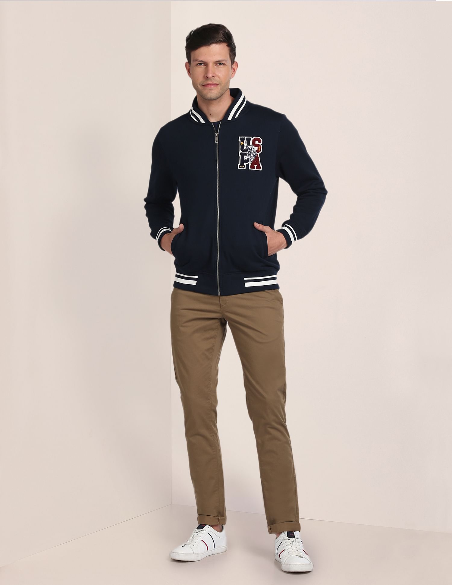 U.S. Polo Assn. Stand Neck Appliqued Sweatshirt