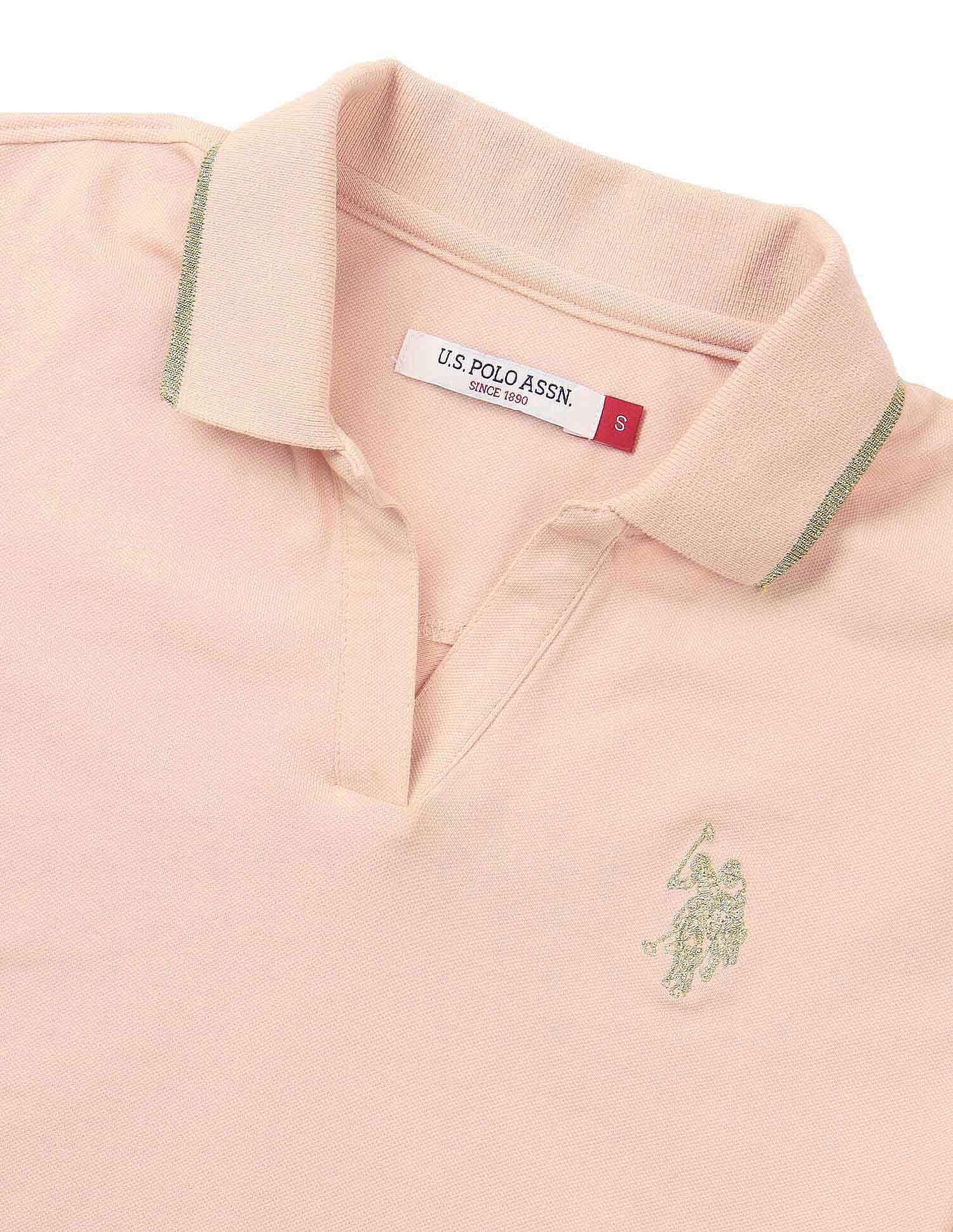 Buy U.S. Polo Assn. Women Tipped Collar Zipper Polo Shirt