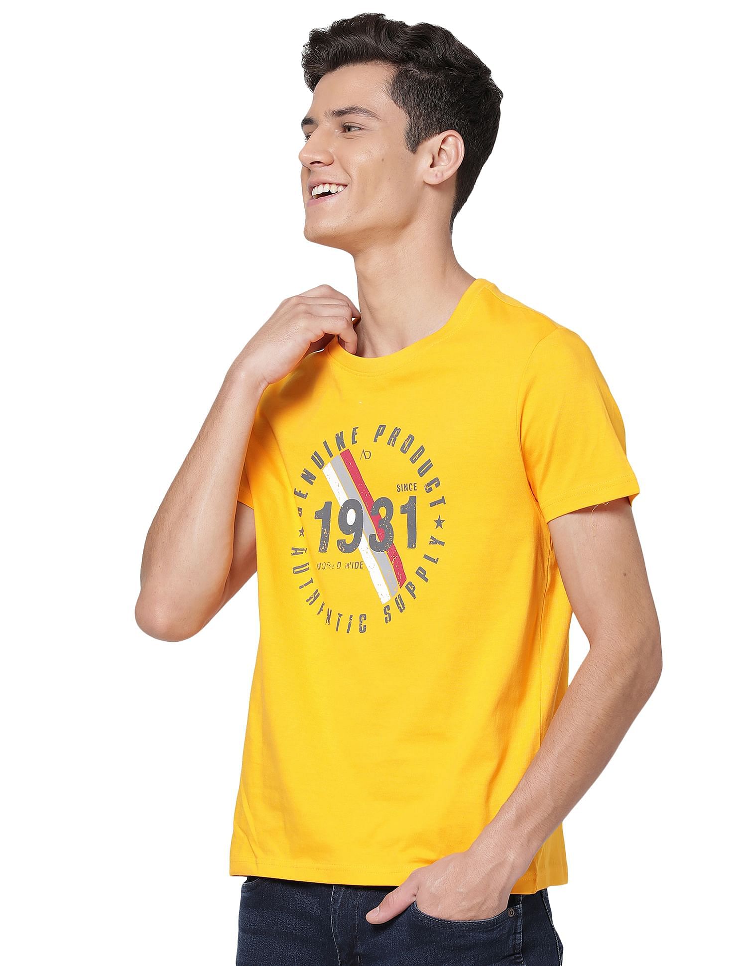 AD by Arvind Crew Neck Graphic Print T-Shirt