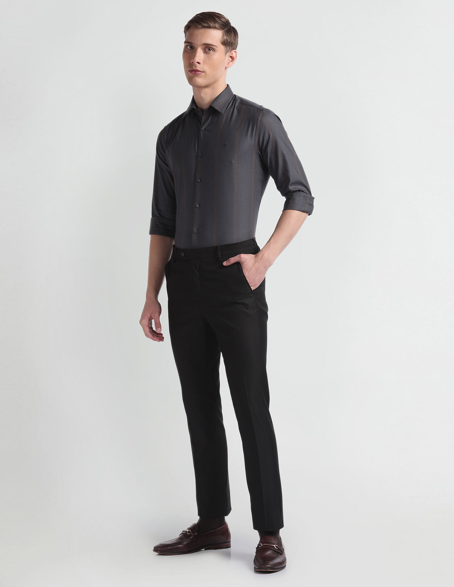 Arrow Newyork Manhattan Slim Fit Houndstooth Shirt