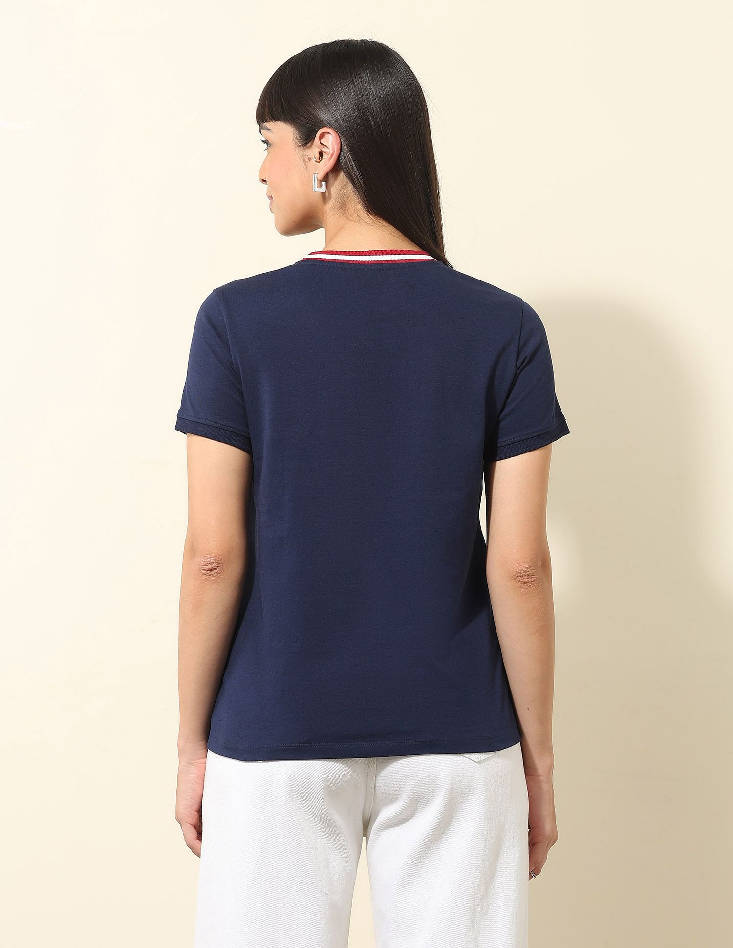 U.S. Polo Assn. Women Regular Fit Brand Printed T-Shirt