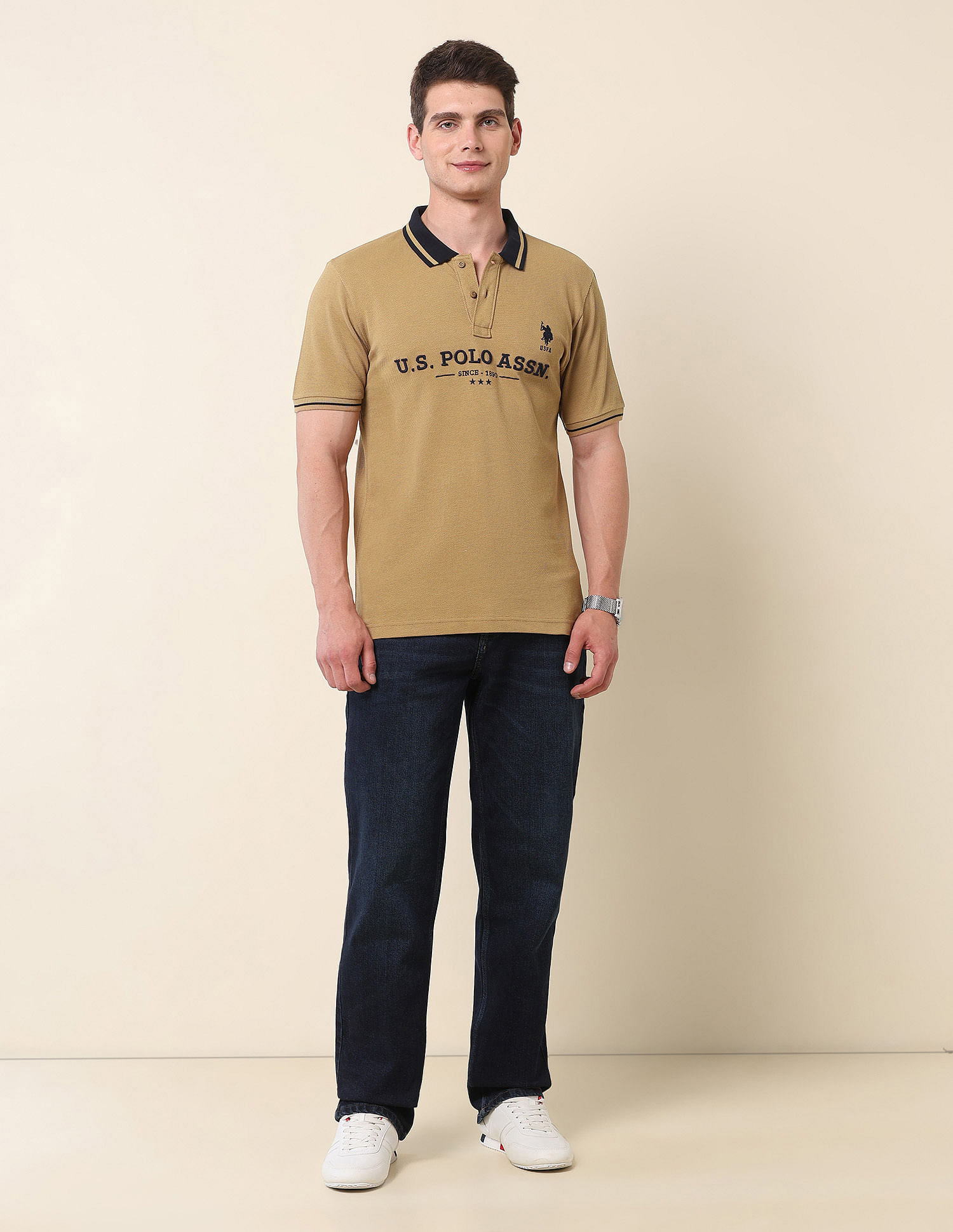 U.S. Polo Assn. Brand Embroidered Gold Cup Polo Shirt