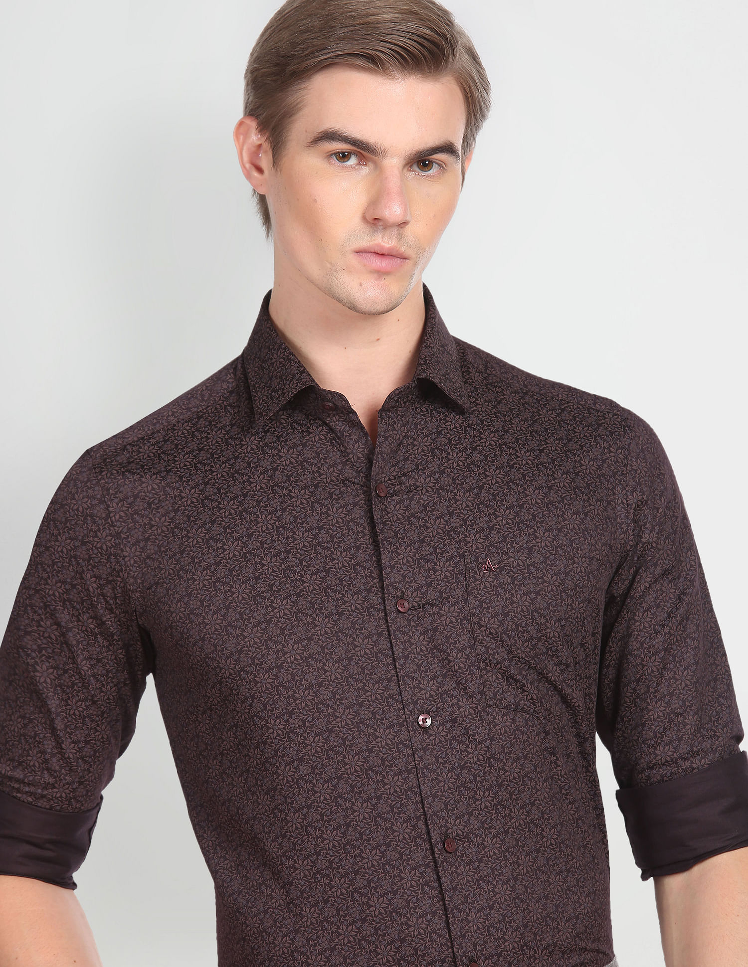 Arrow Floral Print Cotton Twill Shirt