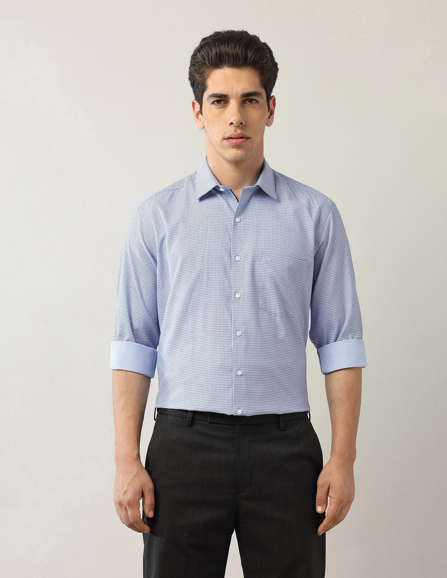 Arrow Pure Cotton Micro Checked Shirt