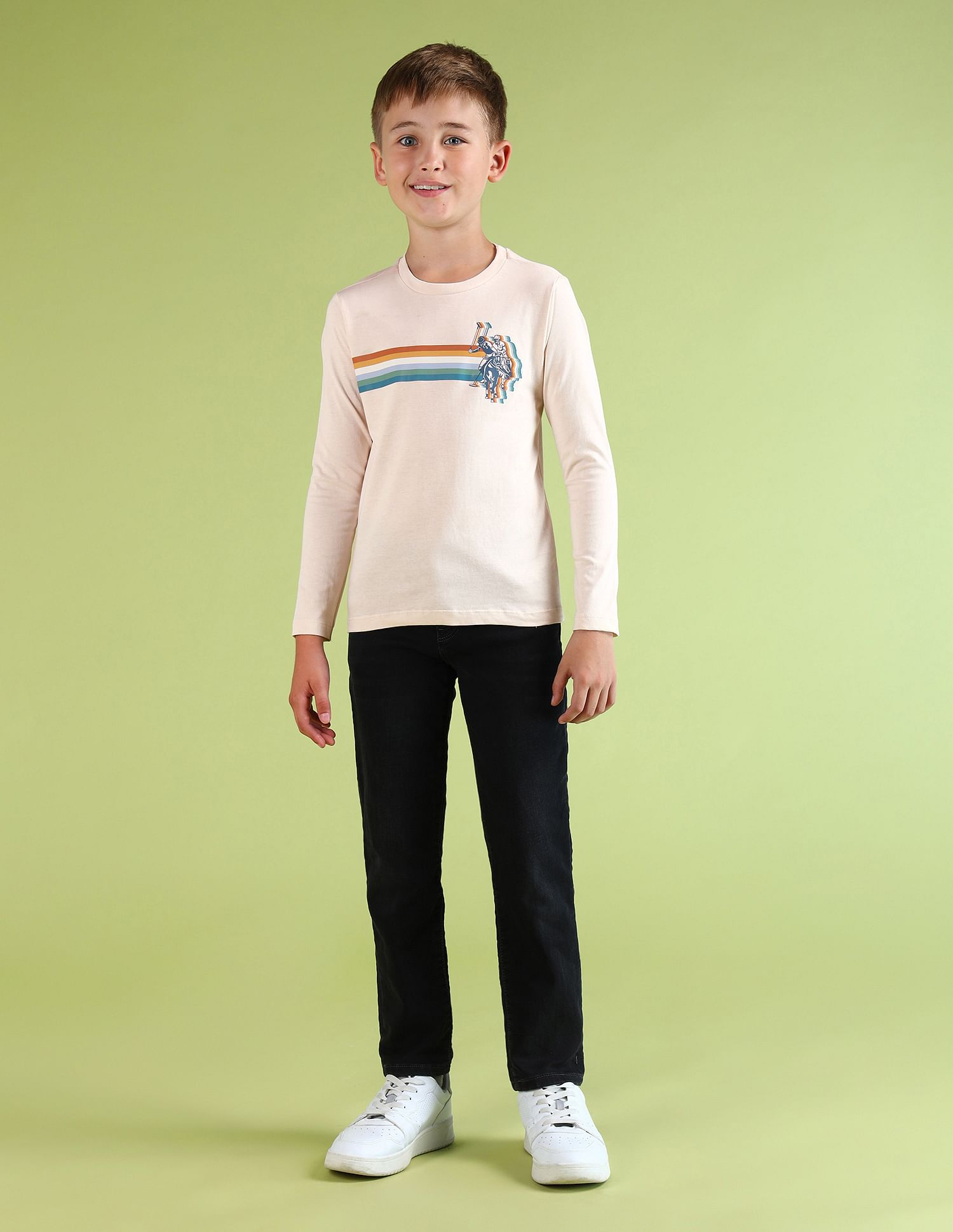 U.S. Polo Assn. Kids Boys Brand Printed Regular Fit T-Shirt