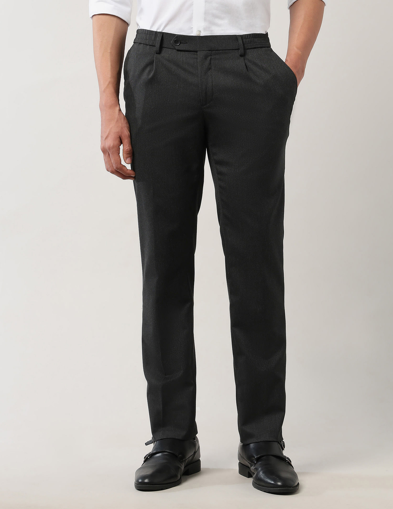 Arrow Textured Mid Rise Trousers